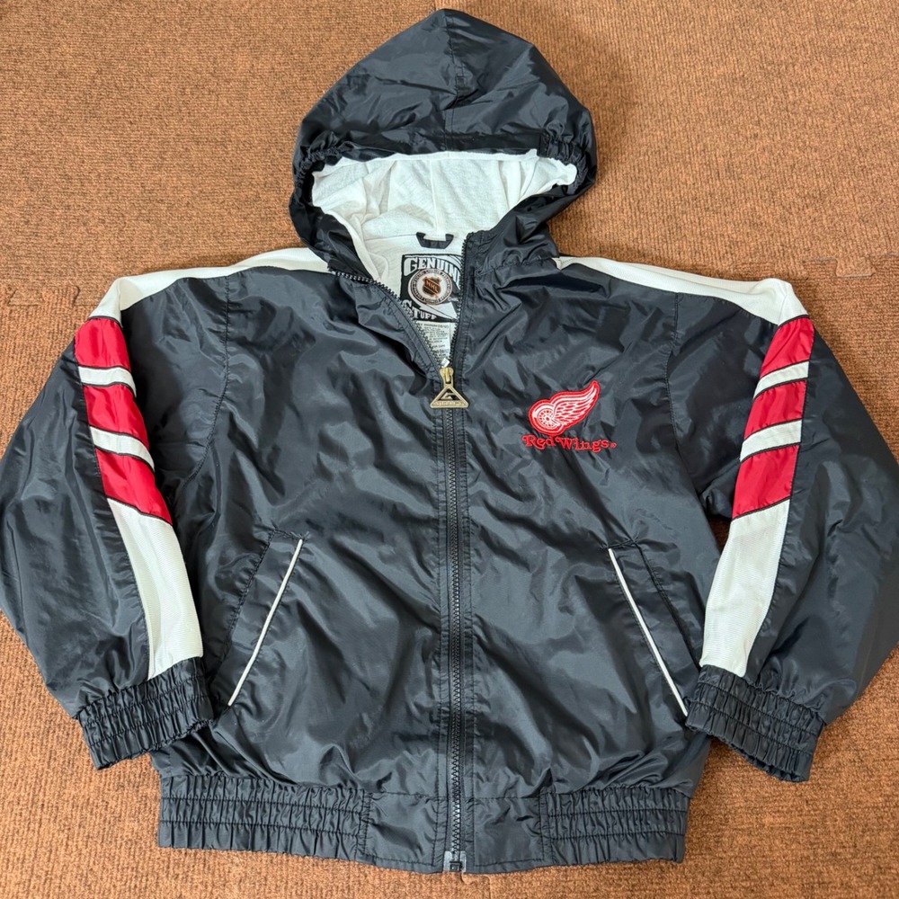 Genuine‎ Stuff Detroit Red Wings NHL Kids Jacket  Hooded Windbreaker Med 10/12